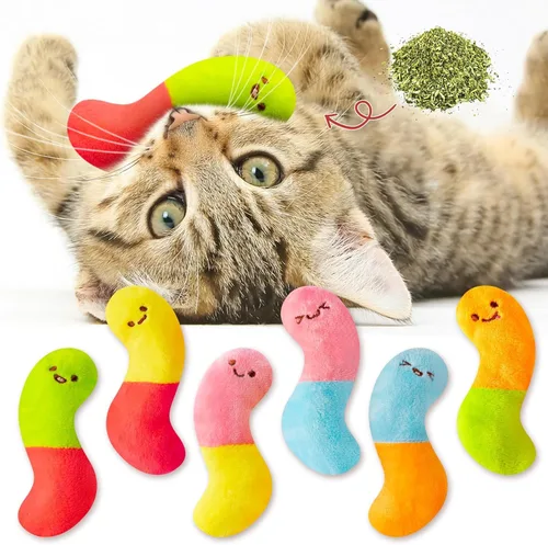 Miniatura 7 de L1rabe Goldfish - Juguetes de peluche para gatos – 5P Día de apreciación del gato negro colorido en forma de pez, juguetes divertidos para mascotas