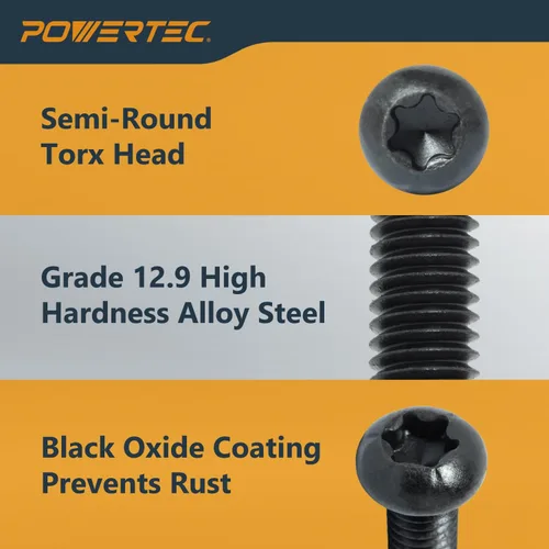 Miniatura 3 de POWERTEC Tornillos de hoja cepilladora T30 Torx (paquete de 30) - Compatible con DeWalt DW735, DW734, DW735X, Wen PL1303 PL1252, RIDGID R4331, Delta