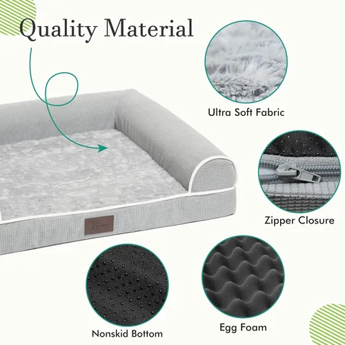 Miniatura 4 de TJSOULER Camas ortopédicas para perros grandes, tapete de espuma para mascotas forrado impermeable con funda extraíble y lavable y parte inferior