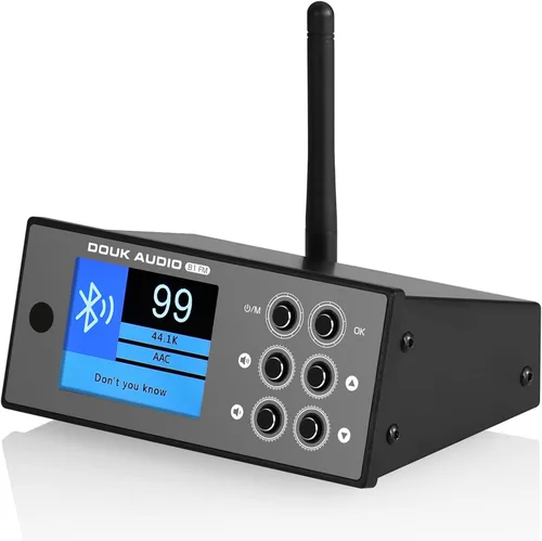 Douk Audio B1FM Bluetooth 5.1 Receptor DAC, reproductor de música estéreo de alta fidelidad con LDAC y aptX HD, radio FM premium, salidas digitales