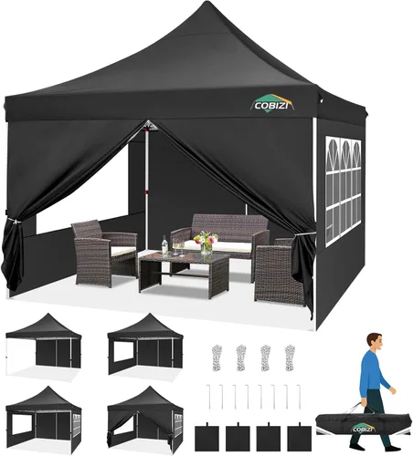 Miniatura 16 de COBIZI Canopy Tienda de campaña desplegable de 10 x 20 pies con 6 paredes laterales, toldo comercial impermeable, glorieta instantánea