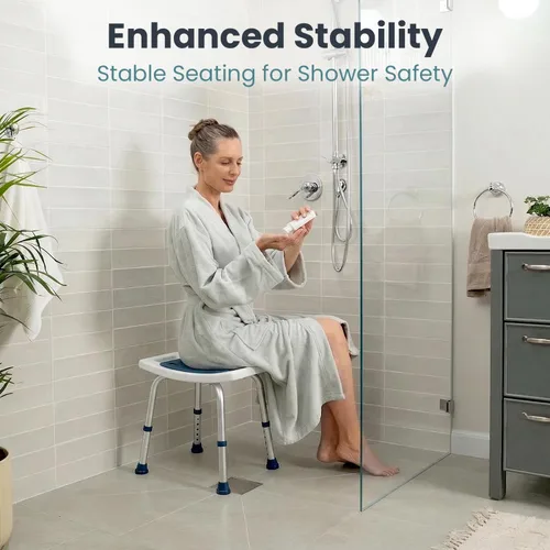 Miniatura 9 de PELEGON Silla de ducha para ducha interior (350 libras), altura ajustable, asiento acolchado, silla de ducha para ancianos y discapacitados, silla