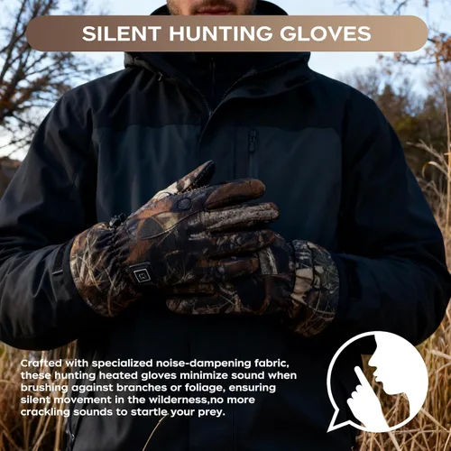 Miniatura 6 de Guantes de caza con calefacción para hombre, guantes térmicos eléctricos recargables de invierno, guantes térmicos de camuflaje para caza, guantes