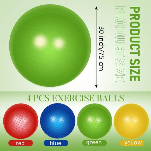 Miniatura 2 de Leyndo Pelota de ejercicio de yoga, pilates, embarazo, parto, fitness, con bomba rápida, antiestallido para mejorar la postura, equilibrio, yoga