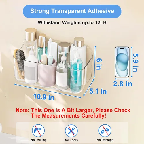 Miniatura 3 de Diesisa Organizador acrílico para montaje en pared, 5.1 pulgadas de profundidad x 10.9 pulgadas de ancho x 6 pulgadas de alto, organizador