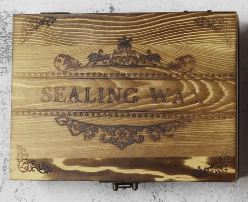 Miniatura 3 de Sello de cera de abeja, caja de regalo de madera vintage, juego de embalaje, palillos de cera de sellado, cuchara de fusión, vela, invitación