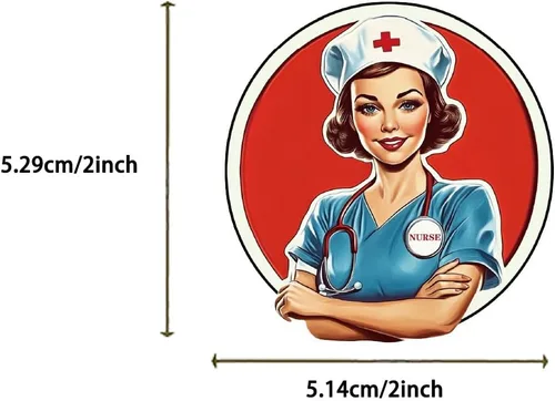 Miniatura 8 de Divertidas calcomanías para enfermeras para niñas, enfermeras adultas, 100 unidades, lindas calcomanías estéticas de enfermería impermeables