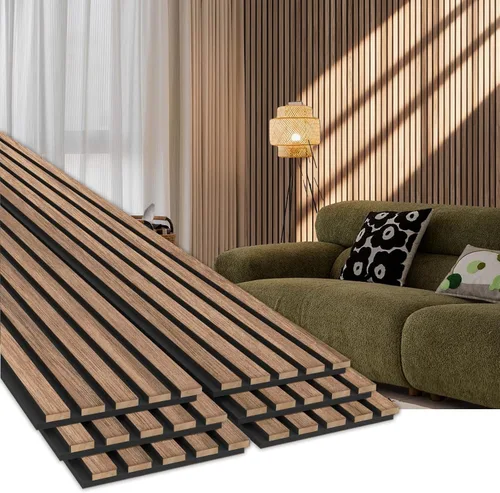 Miniatura 9 de EVERECO Paquete de 6 paneles acústicos de pared con listones de madera de 92.5 x 7.87 pulgadas, paneles de pared 3D absorbentes de sonido