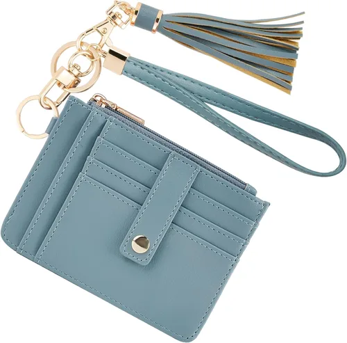 Miniatura 23 de KNGITRYI Billeteras pequeñas de pulsera para mujer RFID para tarjetas de crédito, cartera con llavero, cartera para tarjetas de crédito