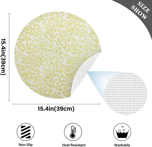 Miniatura 4 de Tapete de placa de PVC amarillo con estampado de leopardo, antideslizante para mesa de comedor para cocina (talla única x 1)