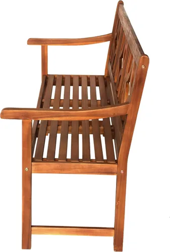 Miniatura 7 de JONATHAN Y Sloane BNH100A Banco de madera de acacia maciza para exteriores, asiento de jardín para 2 personas con respaldo geométrico y reposabrazos