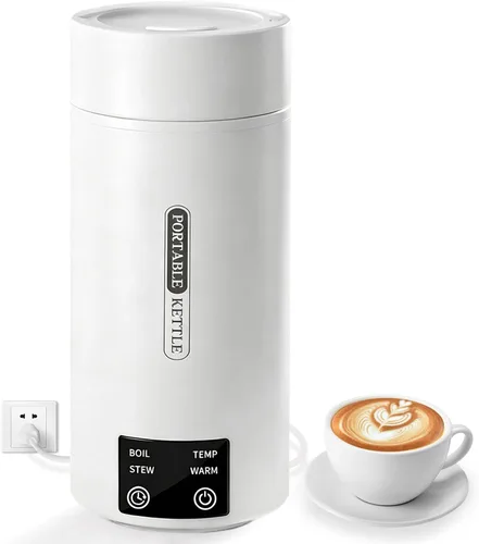Miniatura 9 de Hervidor eléctrico de viaje, pequeño hervidor portátil de acero inoxidable 304 con apagado automático y 6 controles de temperatura