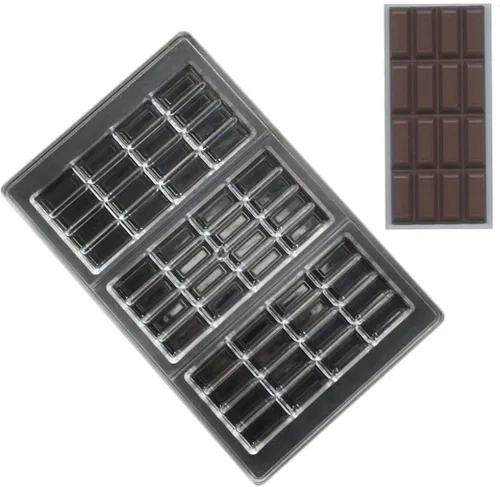 Miniatura 4 de Grainrain - Molde de policarbonato para chocolate, molde de barra de chocolate, 4 cavidades (19394)