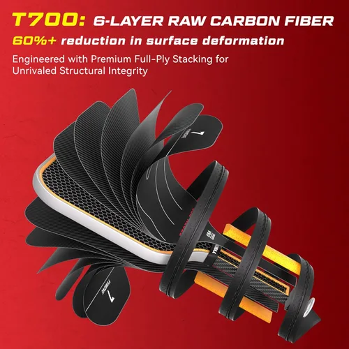 Miniatura 2 de YVmove T800 Carbon Fiber Pickleball Paddle with 16mm Dynamic Core, Premium Pickle Ball Thermoformed Unibody, Elongated Shape, Enhanced Power & Negro
