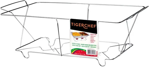 Tiger Chef soporte para escalfadores de alambre cromado, tamaño grande, armazón para calentadores de comida, soporte, rejilla - Tamaño grande