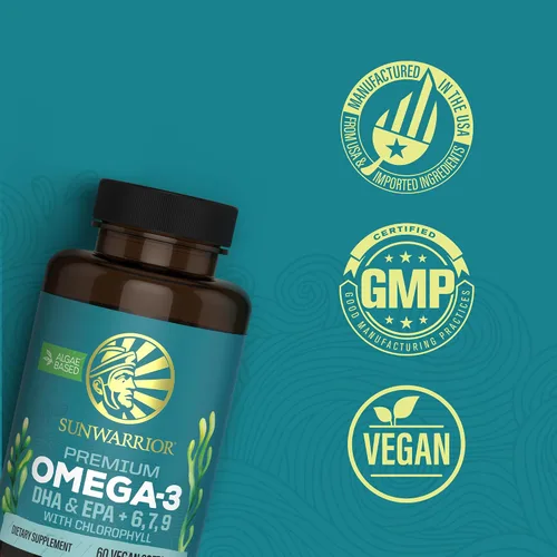Miniatura 3 de Sunwarrior Suplemento vegano Omega 3 DHA y EPA Aceite de algas Alternativa preferida al aceite de pescado Apoya la salud cerebral