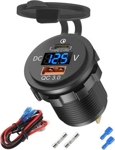 Toma de corriente USB C de 48 W y 12 V, PD 30 W y QC 18 W, puertos de automóvil, impermeable, encendedor de cigarrillos, cargador de automóvil, toma