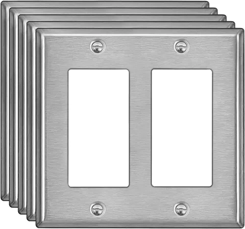 Miniatura 13 de BESTTEN Paquete de 10 Placas de Pared de Metal Decorativas con Película Protectora, Cubierta de Tomacorriente de Acero Inoxidable Decorativa de 1 1.