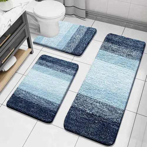 Miniatura 32 de Arotive - Juego de alfombras de baño de 3 piezas, alfombras de baño extra suaves y absorbentes, alfombrillas de baño lavables a máquina y que se