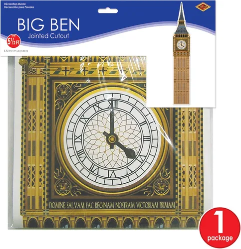 Miniatura 5 de Beistle Big Ben - Telón de fondo para fotos, 5 pies y 11 pulgadas de alto, decoración de pared de fiesta internacional británica, decoración