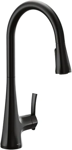 Miniatura 7 de Moen Sinema S7235BL - Grifo de cocina desplegable negro mate con refuerzo de potencia y reflejo, grifo de cocina moderno de arco alto, fácil
