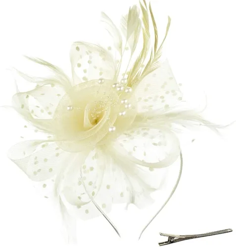 Miniatura 3 de SHUERIET Women's Fascinator Hat with Feathers Flowers,Headband Hair Clip for Weddings,Mesh Church Derby Tea Party