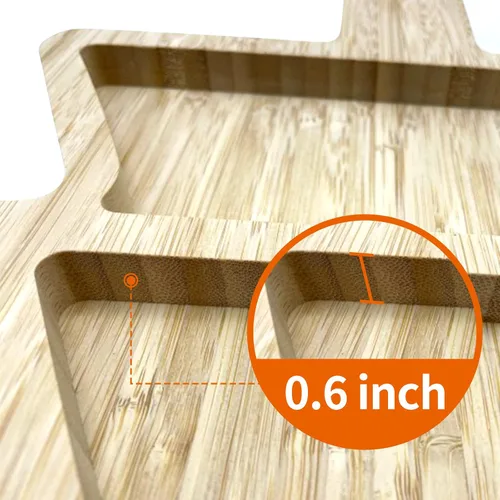 Miniatura 6 de Tabla de Servir de Bambú, Platos Reutilizables de Bambú para Múltiples Espacios, Juego de Tabla para Charcutería de Forma Novedosa con Cuchillo