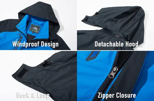 Miniatura 2 de Magcomsen - Chaqueta impermeable con capucha y 3 bolsillos con zipper para hombre impermeable, cortavientos y ligera