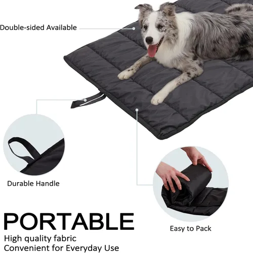 Miniatura 3 de BDEUS Cama de viaje para perro, alfombra para acampar al aire libre, tapete portátil con asa, fácil de limpiar, impermeable, portátil y resistente