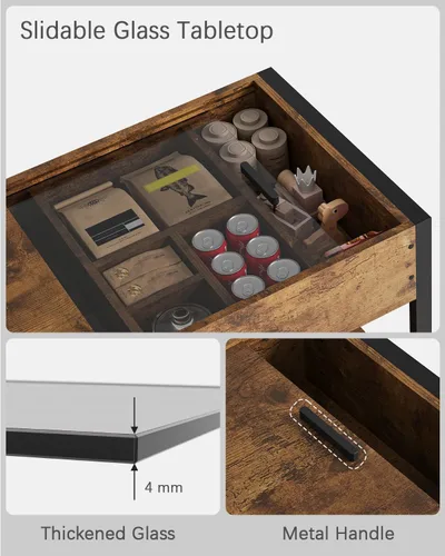 Miniatura 5 de KJGKK Mesa auxiliar, mesa central de 40 pulgadas con estante de almacenamiento, mesa de centro rectangular, para sala de estar, sin herramientas