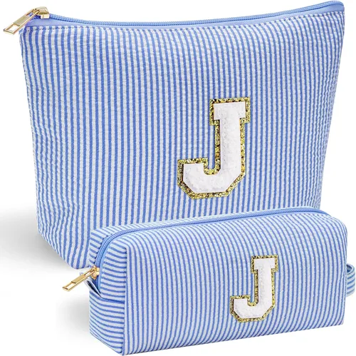 YOOLIFE Regalos del Día de la Madre para Mujeres Bolsa de Maquillaje Inicial 2 Bolsa de Cosméticos Bolsa de Maquillaje de Viaje Regalos Azul