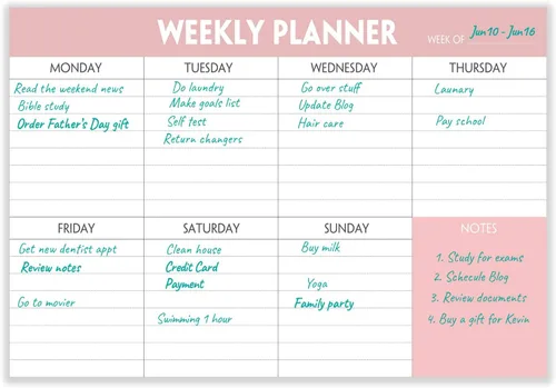 Miniatura 2 de Bloc de planificación semanal: bloc de lista de tareas pendientes con horario diario y calendario, 52 hojas, papel de 3.53 oz/m², bloc de notas