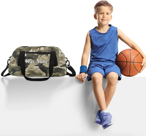Miniatura 2 de Bolsa de lona personalizada para niños, diseño geométrico a cuadros, bolsa de gimnasio deportiva personalizada para niños y niñas, bolsas de viaje