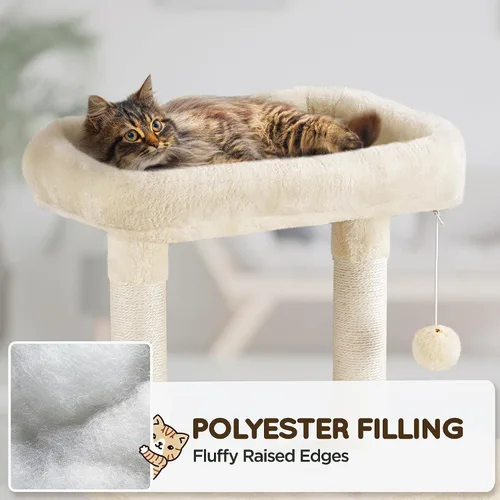 Miniatura 4 de Yaheetech Árbol resistente de 54 pulgadas para gatos grandes, condominio de gatitos de varios niveles con postes rascadores, hamaca y percha