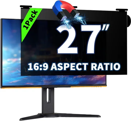 Miniatura 29 de Paquete de 2 pantallas magnéticas colgantes de privacidad para computadora de 27 pulgadas para monitor de pantalla ancha de 16:9, pantalla