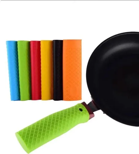 Miniatura 6 de Bettomshin 3 soportes de silicona para mango caliente, 6.102 in/6.1 pulgadas, funda antideslizante de silicona para ollas, resistente al calor, Negro