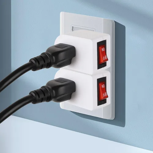 Miniatura 3 de VSEER Toma de tierra con interruptor de encendido y apagado, interruptor de salida de adaptador de corriente individual 15A 1875W/3 clavijas