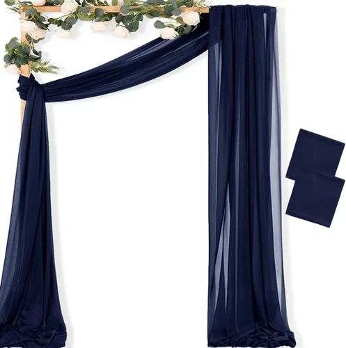Miniatura 50 de MLMC 1 panel de tela para arco de boda azul bebé, 29 x 20 pies, cortinas de gasa extralargas transparentes de 6.6 yardas, paneles de cortinas