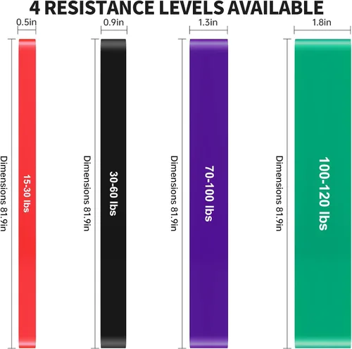Miniatura 5 de Juego de bandas de asistencia para dominadas 5 LBS - 230 LBS, bandas largas de resistencia para dominadas y entrenamiento, bandas de gimnasio