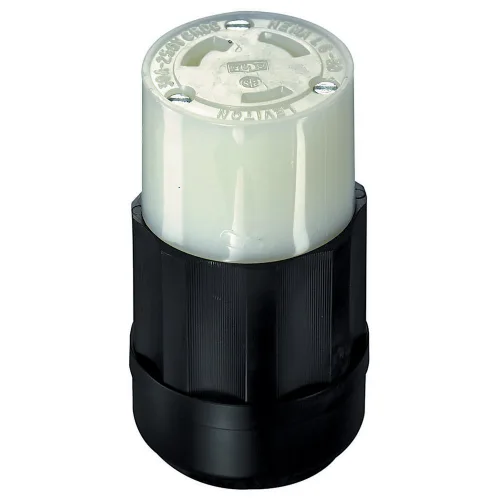 Leviton 30 amperios, 250 voltios, NEMA L6-30R, 2P, 3W, conector de bloqueo, grado industrial, puesta a tierra, C2623, negro-blanco