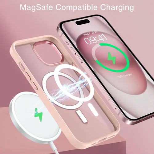 Miniatura 4 de BENTOBEN Funda para iPhone 15, funda para iPhone 15 compatible con MagSafe, funda magnética mate translúcida a prueba de golpes para mujeres