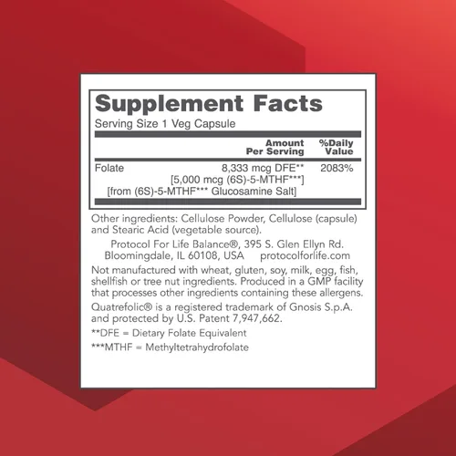 Miniatura 2 de PROTOCOL FOR LIFE BALANCE 5-metilfolato 5,000mcg - Biodisponibilidad superior de metilfolato - para apoyo cerebral - Suplemento de folato