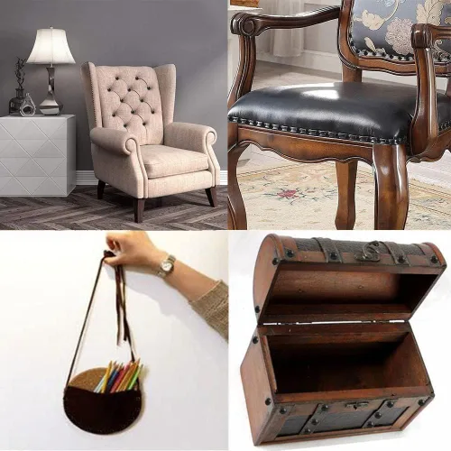 Miniatura 2 de BetterJonny - 500 tachuelas de tapicería decorativas para muebles, 0.669 x 0.433 in, tachuelas de metal negro para el pulgar para muebles tapizados