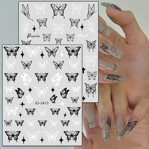 Miniatura 2 de Calcomanías de arte de uñas de mariposas, diseños de calcomanías autoadhesivas de mariposa 3D, calcomanías de transferencia de uñas de mariposa
