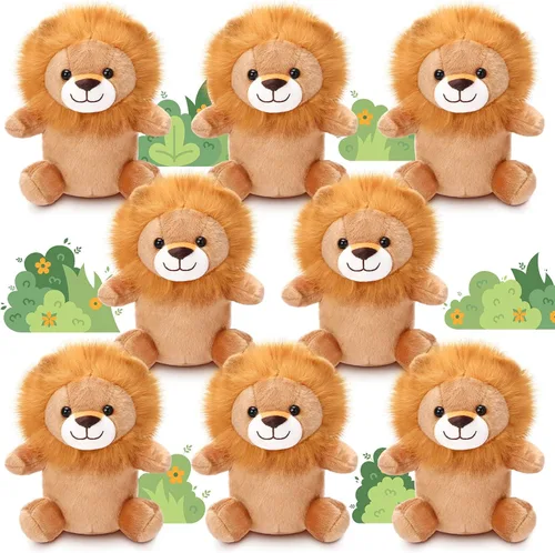 Arrowbash 8 juguetes de peluche de leones de 9 pulgadas, a granel, regalo de fiesta de león, juguetes de peluche para niños y niñas, recuerdos de