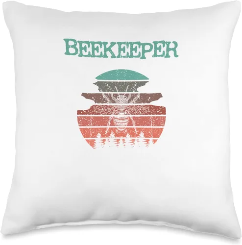 Cool bee beekeepers bees retro natural design Throw Pillow