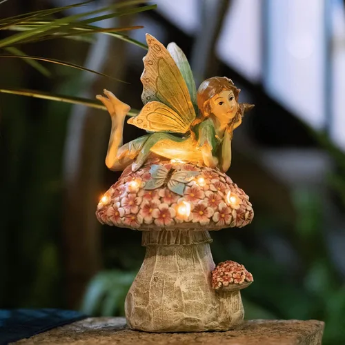 Miniatura 12 de Suyorpe Decoración de estatua de hada de flores de jardín al aire libre, divertidas figuras de hadas oscilantes para patio, césped, porche, regalos