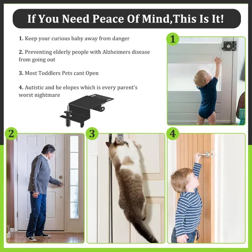 Miniatura 6 de Cerradura superior para puerta de seguridad infantil, cerraduras de puerta superior para niños hechas de metal duradero, cerraduras ajustables