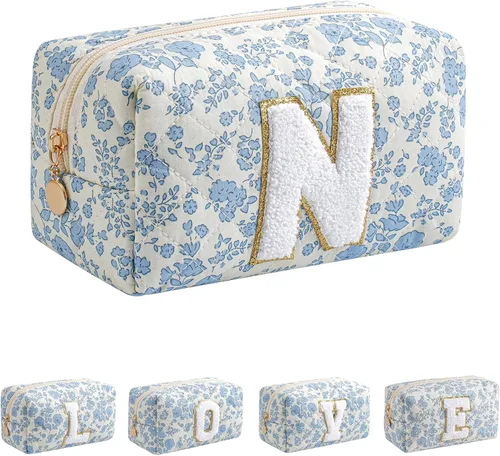 Miniatura 17 de Bolsa de maquillaje alfabética JOVAKIT, bolsa de cosméticos para mujeres, regalos de Navidad para niñas de 6 a 18 años, neceser de viaje con flores
