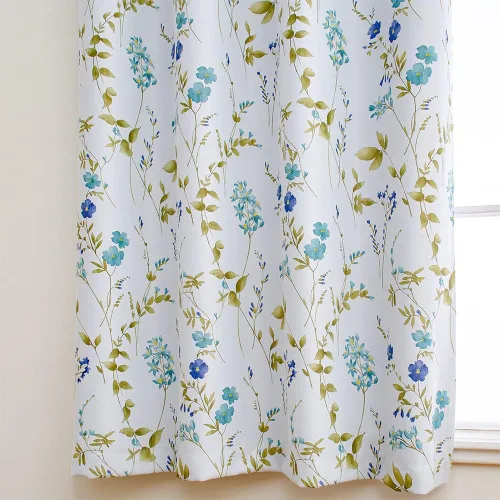 Miniatura 4 de Linentalks Juego de 2 paneles de cortinas opacas florales de 63 pulgadas de largo, cortinas opacas cortas con aislamiento térmico para sala